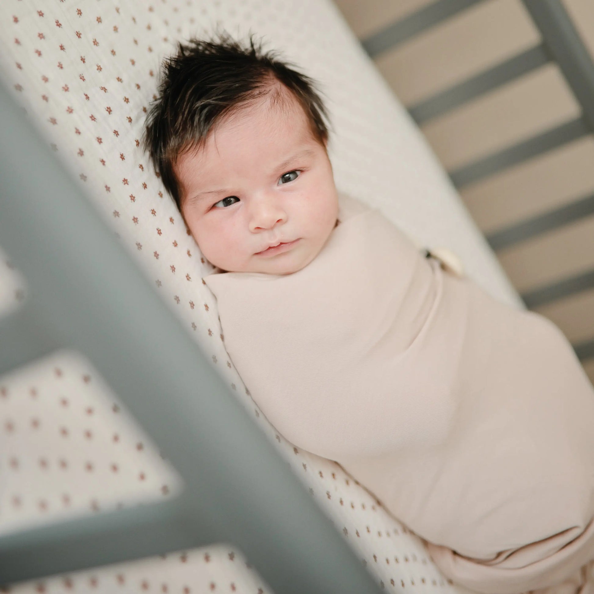 Mini Muslin Crib Sheet 100 Percent Cotton Extra Soft Breathable Fabric Full Elastic Edges Pre-Washed For Softness Mushie