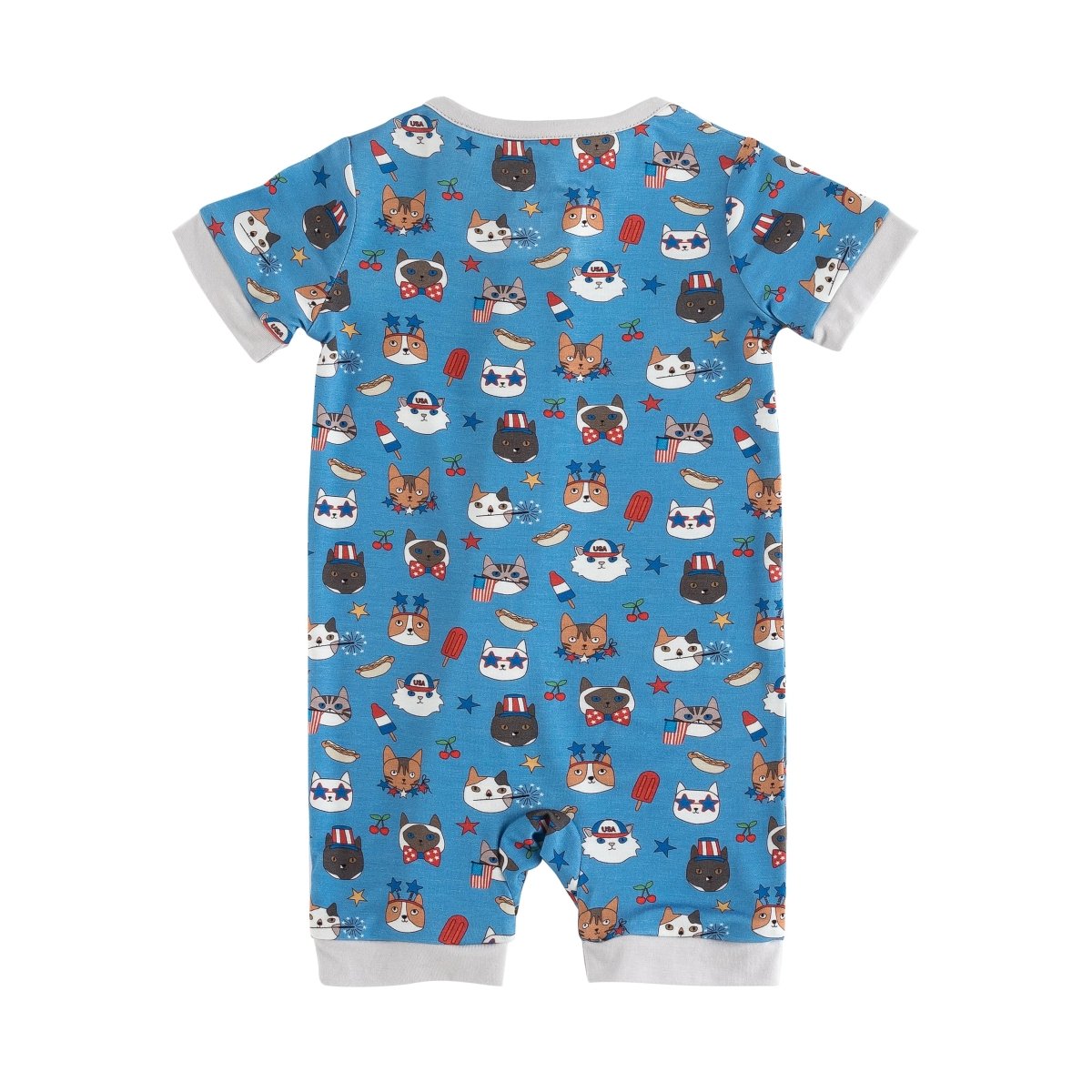 Dreamlet Freedom Cats Baby Romper Bamboo Viscose With Two Way Zipper - Everetts Place Boutique - 