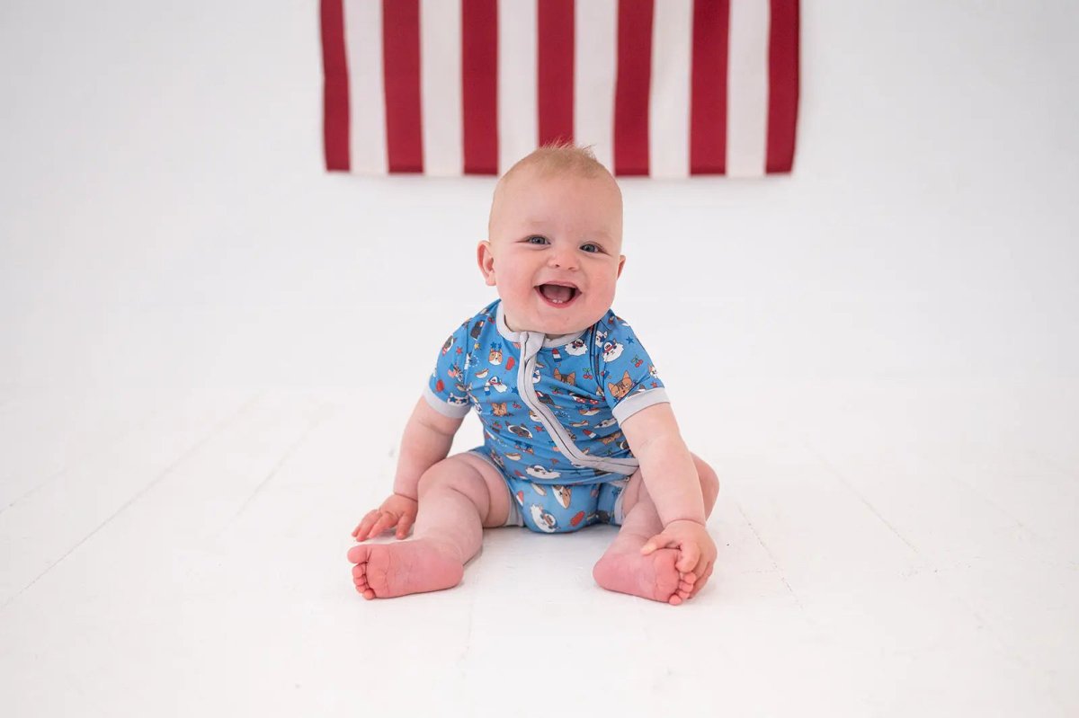 Dreamlet Freedom Cats Baby Romper Bamboo Viscose With Two Way Zipper - Everetts Place Boutique - 