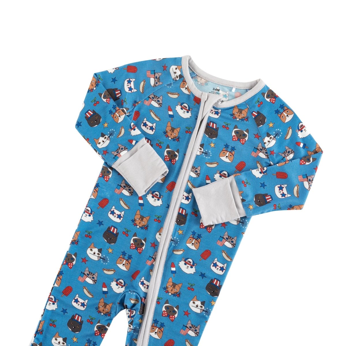 Dreamlet Freedom Cats Convertible Zip Footies For Babies 12 To 18M - Everetts Place Boutique - 