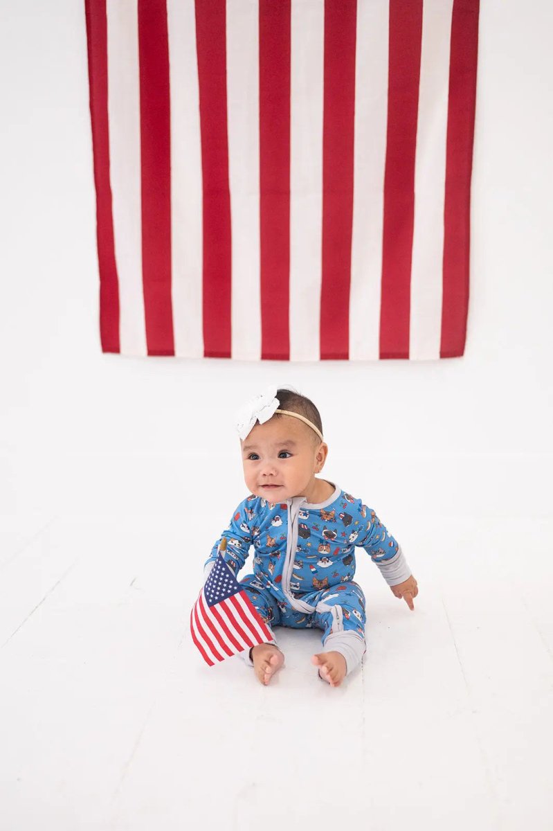 Dreamlet Freedom Cats Convertible Zip Footies For Babies 12 To 18M - Everetts Place Boutique - 