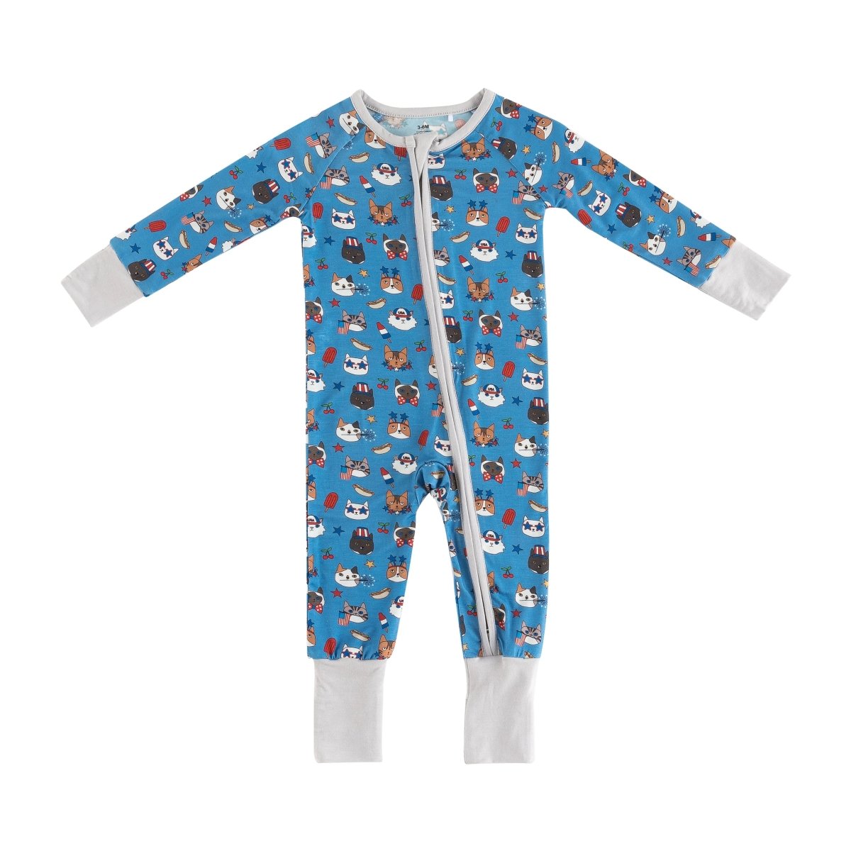 Dreamlet Freedom Cats Convertible Zip Footies For Babies 12 To 18M - Everetts Place Boutique - 