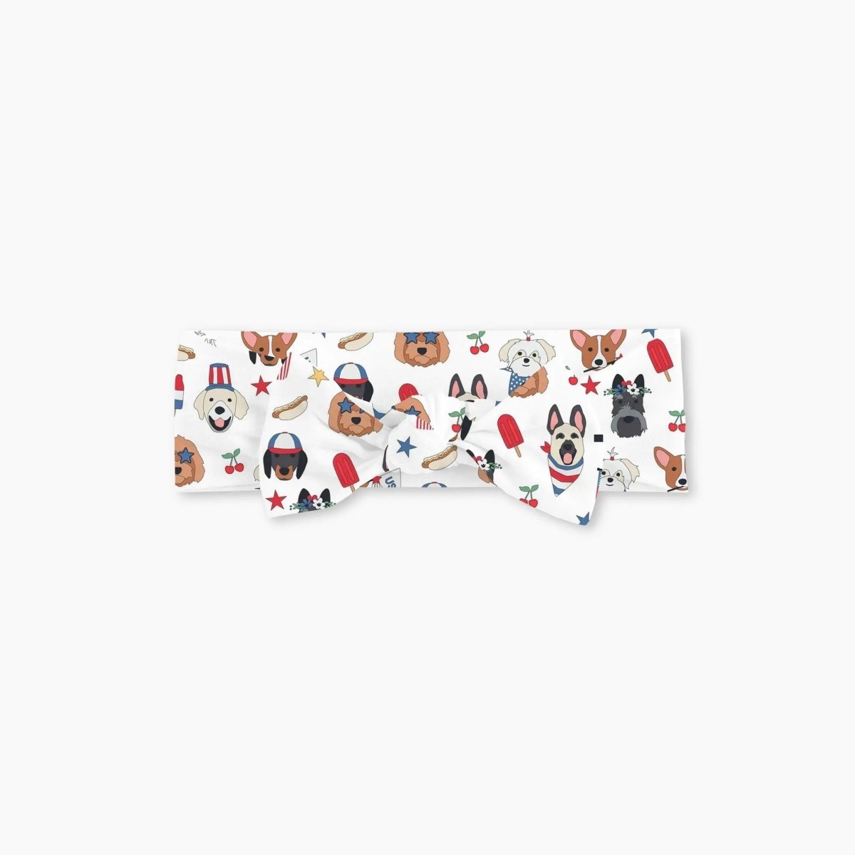 Dreamlet Freedom Dogs Bow Baby Headband Dreamlet Soft Viscose Bamboo - Everetts Place Boutique - 
