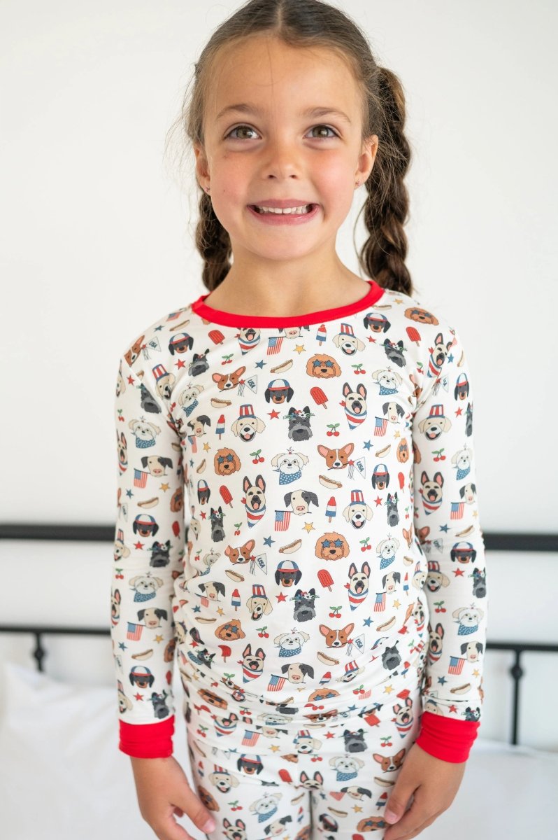 Dreamlet Freedom Dogs Patriotic Pajama Set With Stars And Stripes - Everetts Place Boutique - 