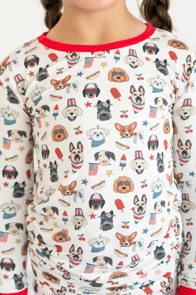 Dreamlet Freedom Dogs Patriotic Pajama Set With Stars And Stripes - Everetts Place Boutique - 