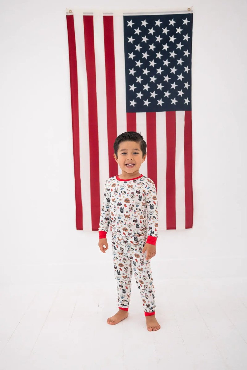 Freedom Dogs Patriotic Pajama Set With Stars And Stripes - Everetts Place Boutique - 