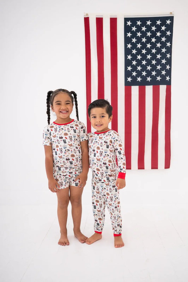 Dreamlet Freedom Dogs Patriotic Pajama Set With Stars And Stripes - Everetts Place Boutique - 