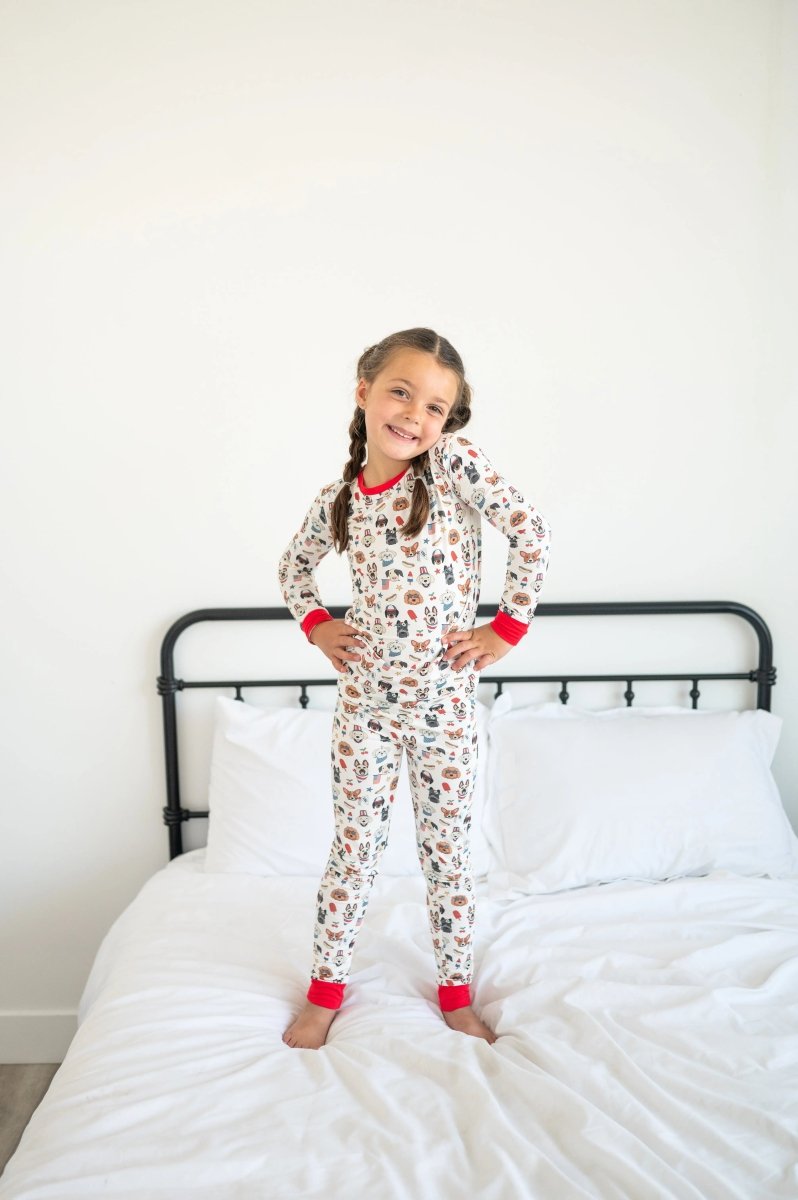 Dreamlet Freedom Dogs Patriotic Pajama Set With Stars And Stripes - Everetts Place Boutique - 