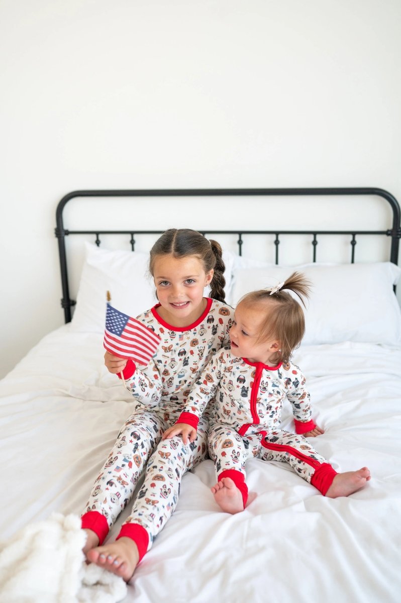 Dreamlet Freedom Dogs Patriotic Pajama Set With Stars And Stripes - Everetts Place Boutique - 