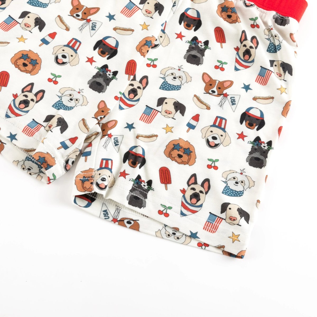 Dreamlet Freedom Dogs Short Pajama Set Patriotic Puppy Sleepwear - Everetts Place Boutique - 