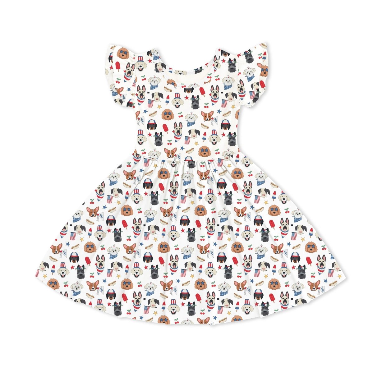 Dreamlet Freedom Dogs Twirl Dress For Girls Breathable Bamboo - Everetts Place Boutique - 