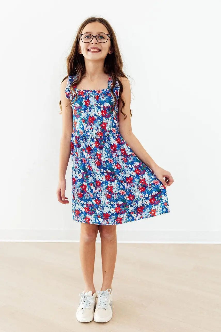 Mila & Rose ® Freedom Flowers Ruffle Cross Back Dress - 
