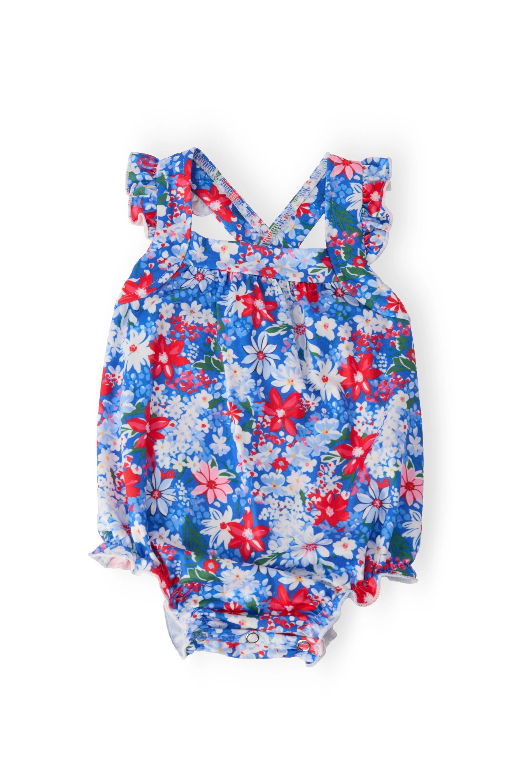 Mila & Rose ® Freedom Flowers Ruffle Cross Back Romper - 