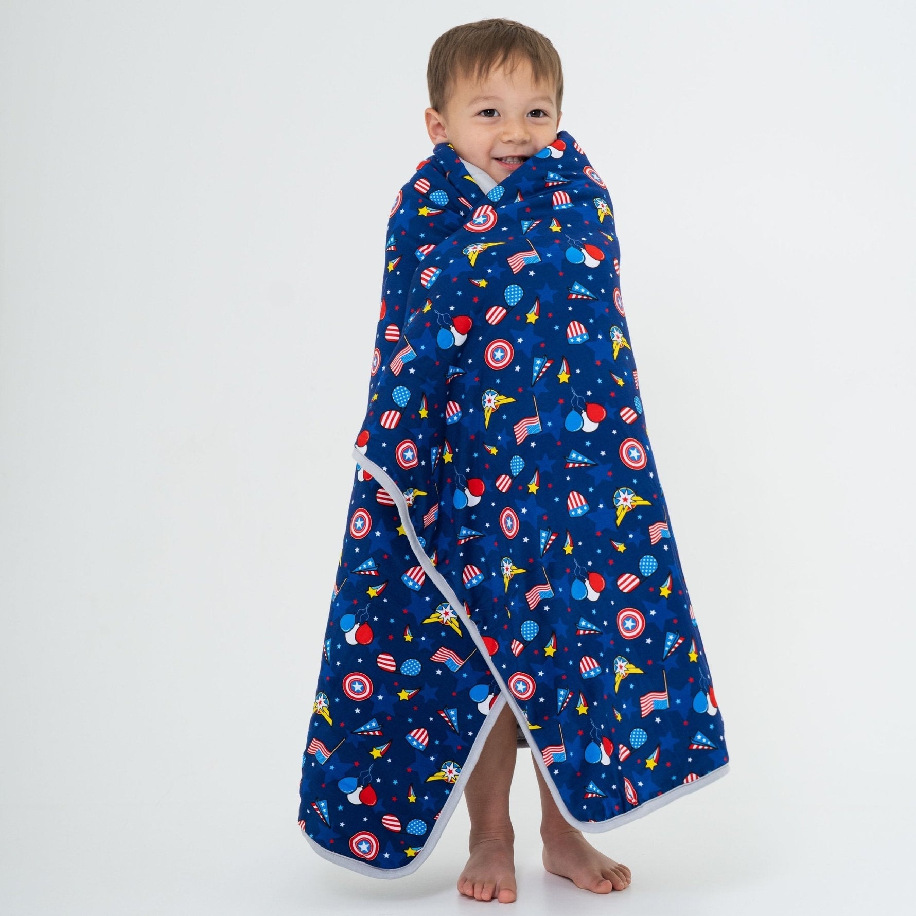 Bam & Stitch Freedom Flyers Bamboo Kids Blanket | Patriotic American Flag Quilt - 