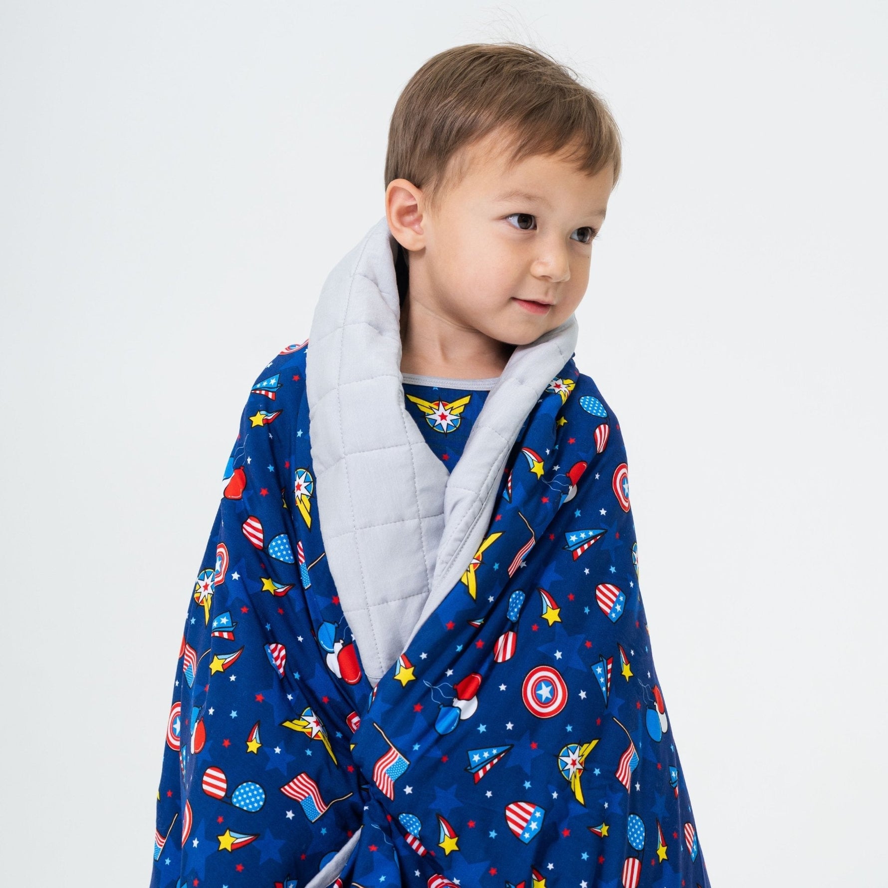 Bam & Stitch Freedom Flyers Bamboo Kids Blanket | Patriotic American Flag Quilt - 