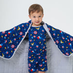 Bam & Stitch Freedom Flyers Bamboo Kids Blanket | Patriotic American Flag Quilt - 