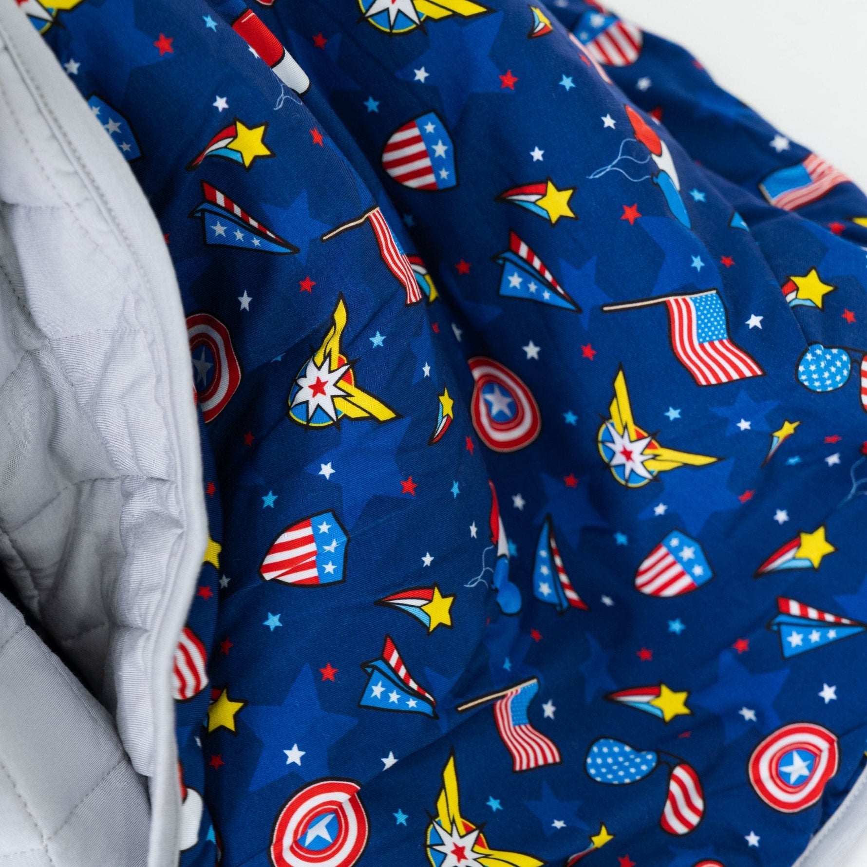 Bam & Stitch Freedom Flyers Bamboo Kids Blanket | Patriotic American Flag Quilt - 