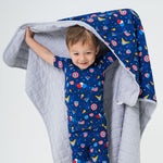 Bam & Stitch Freedom Flyers Bamboo Kids Blanket | Patriotic American Flag Quilt - 