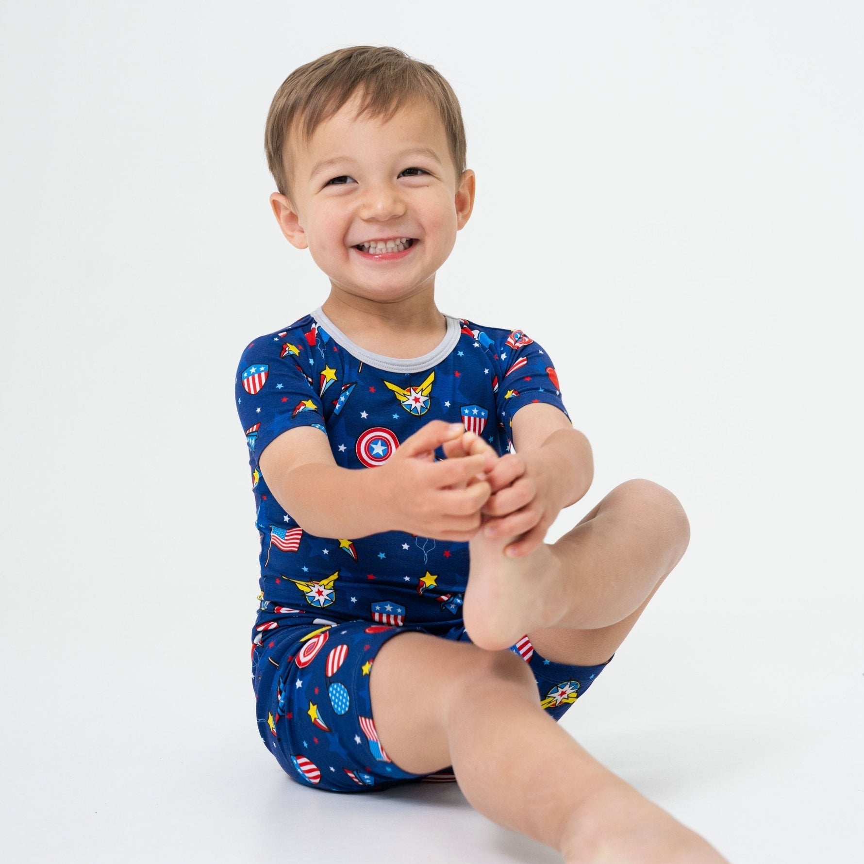 Bam & Stitch Freedom Flyers Bamboo Short Sleeve Pajamas | Patriotic Kids Set - 