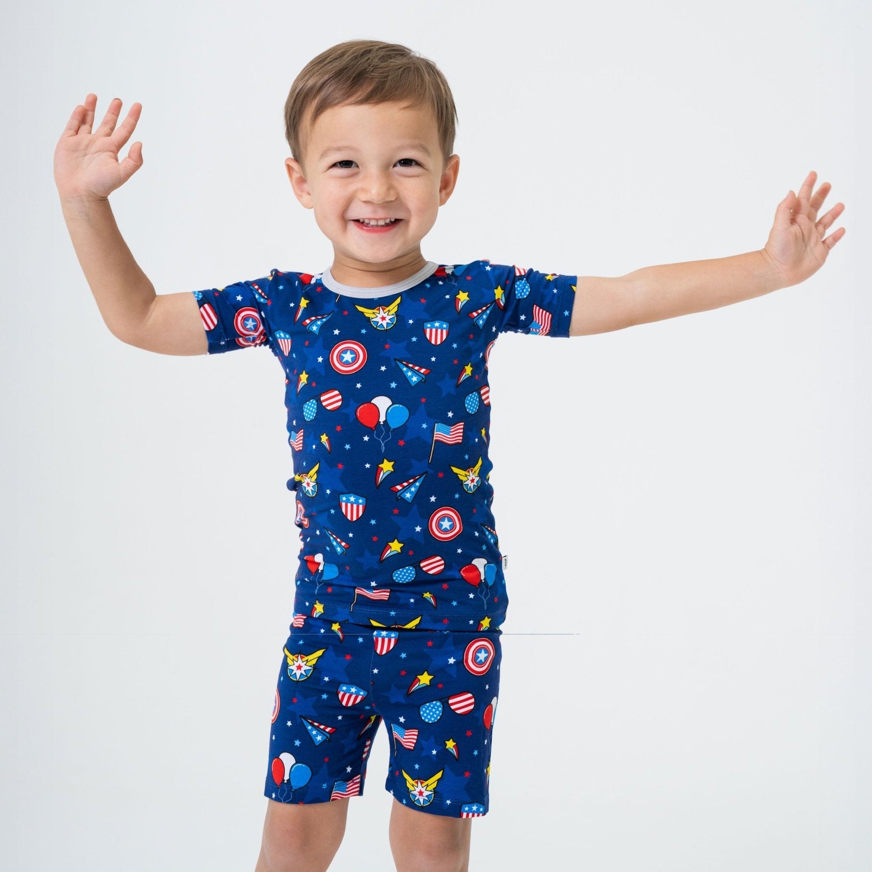 Bam & Stitch Freedom Flyers Bamboo Short Sleeve Pajamas | Patriotic Kids Set - 