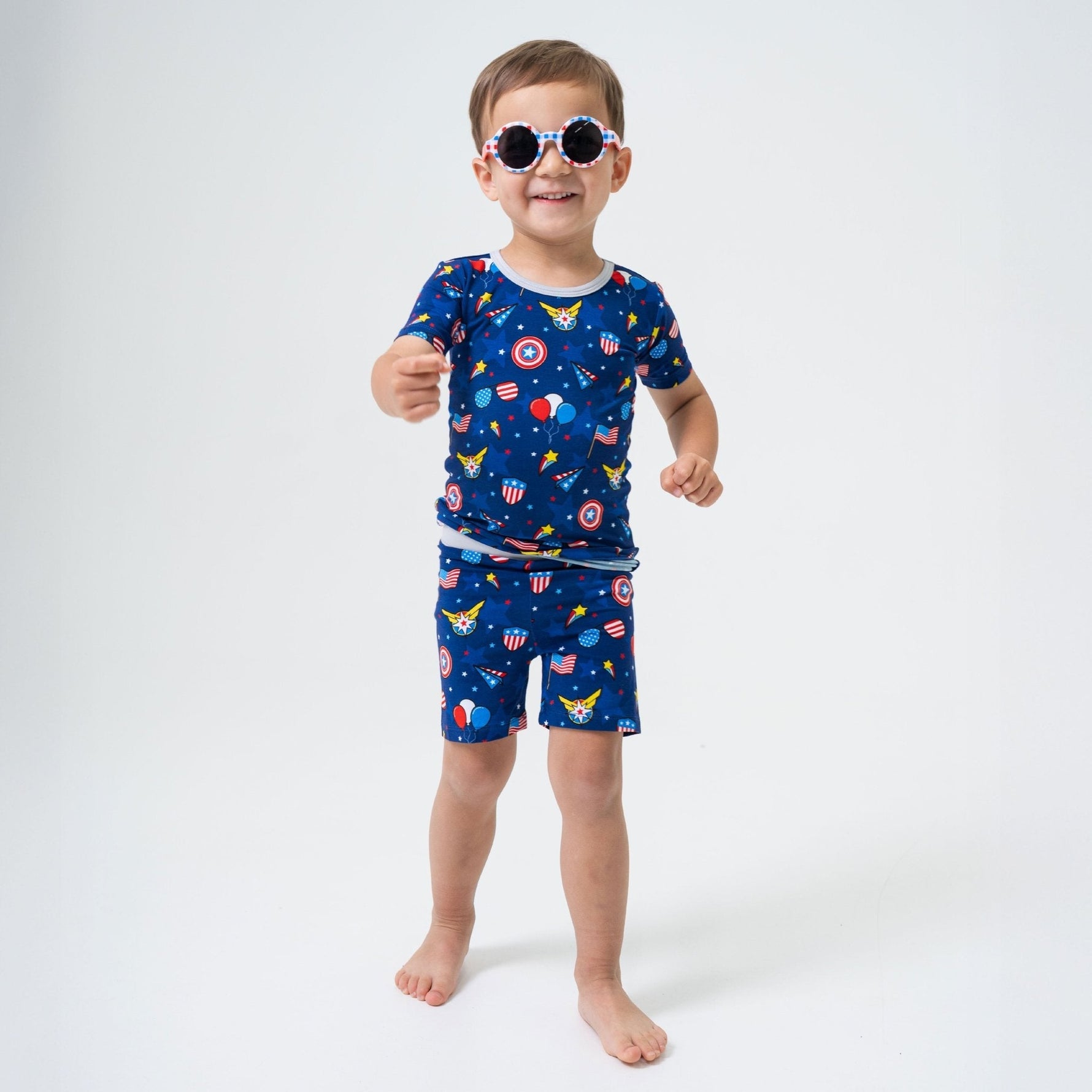 Bam & Stitch Freedom Flyers Bamboo Short Sleeve Pajamas | Patriotic Kids Set - 