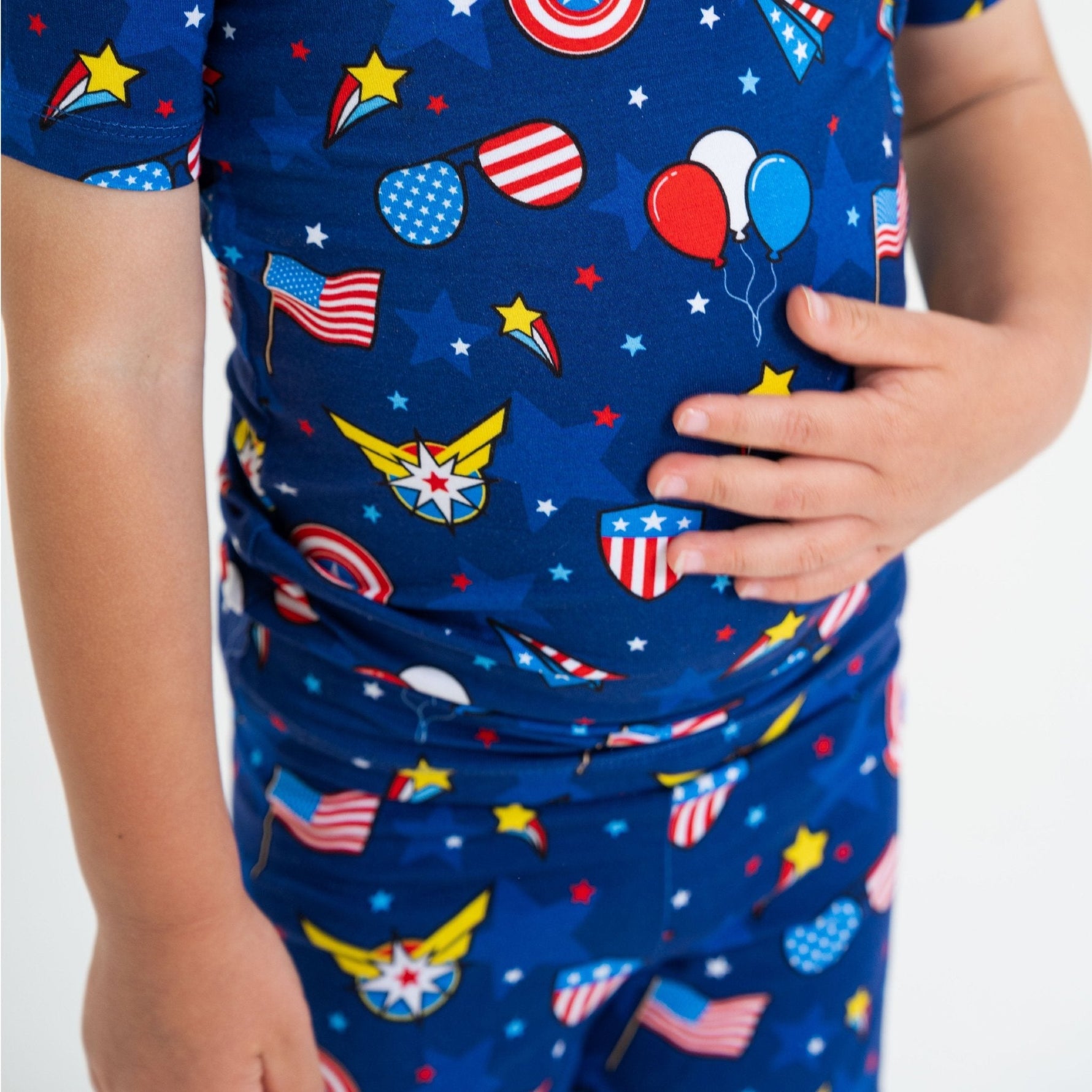 Bam & Stitch Freedom Flyers Bamboo Short Sleeve Pajamas | Patriotic Kids Set - 
