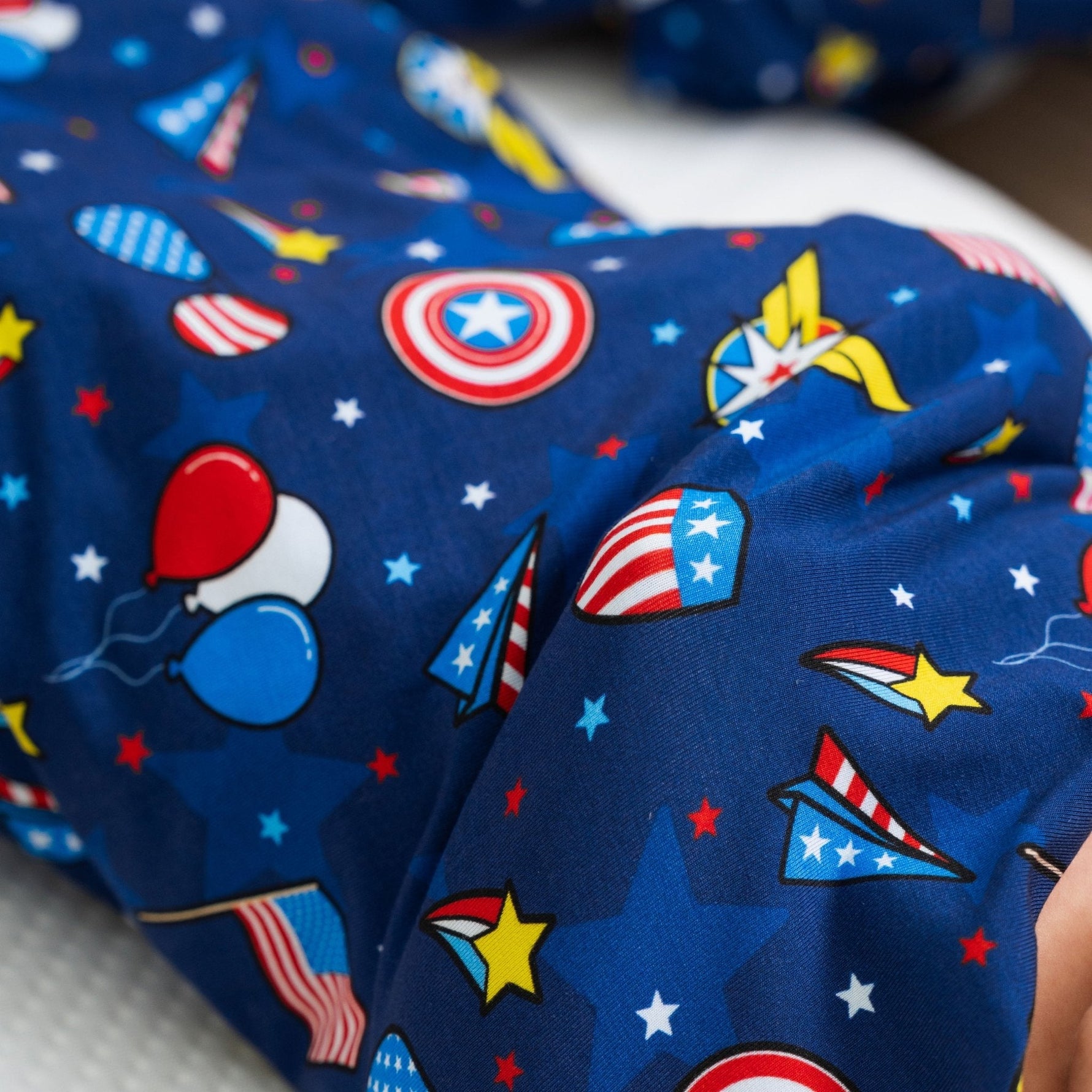 Bam & Stitch Freedom Flyers Bamboo Swaddle Blanket | Patriotic Muslin Wrap - 