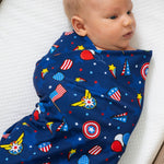 Bam & Stitch Freedom Flyers Bamboo Swaddle Blanket | Patriotic Muslin Wrap - 