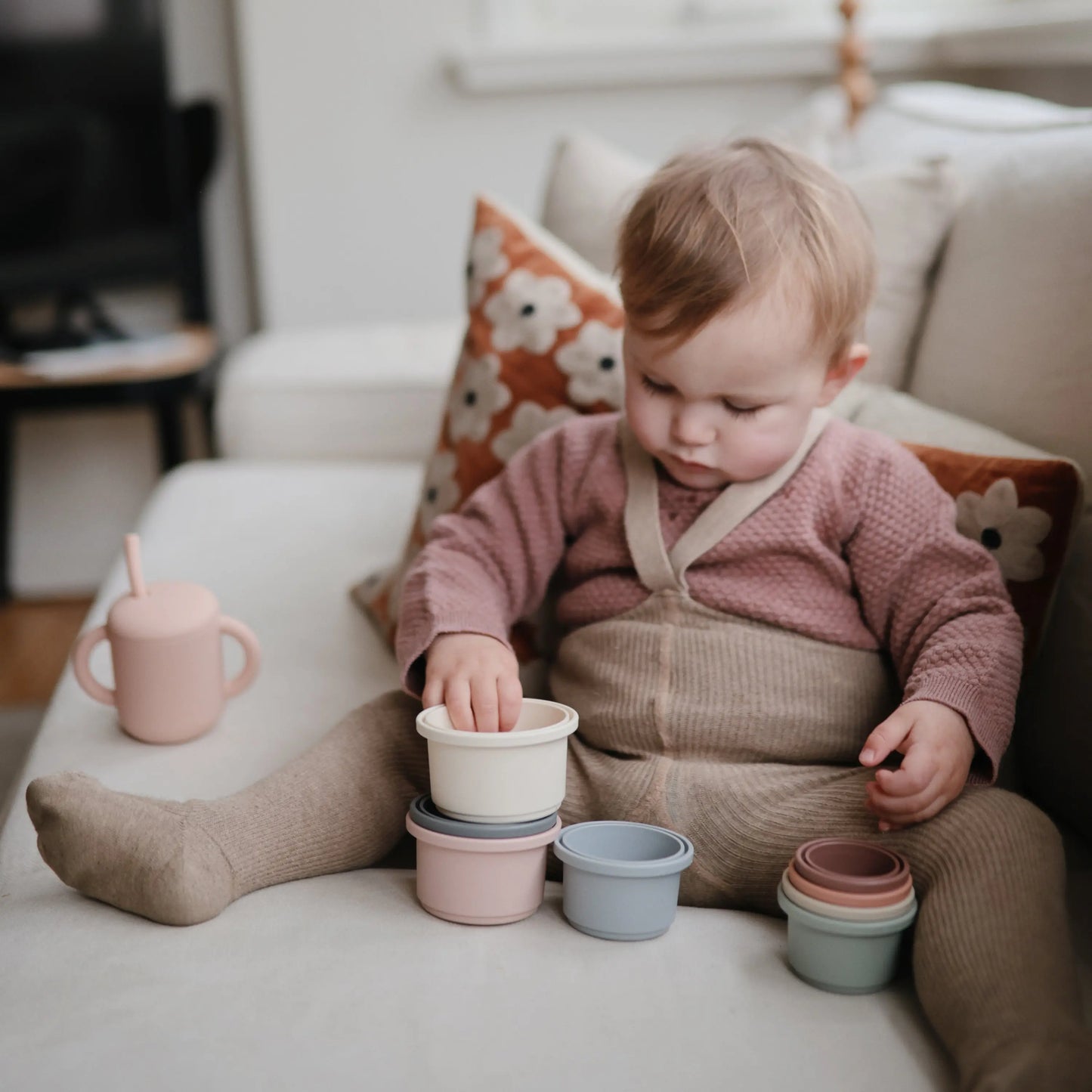Stacking Cups Toy for Babies and Toddlers Developmental Learning Tool Mushie
