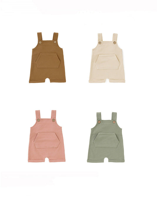 French Terry Baby Overall with Buttons and Front Pocket Organic Cotton Spandex Blend Newcastle Classics
