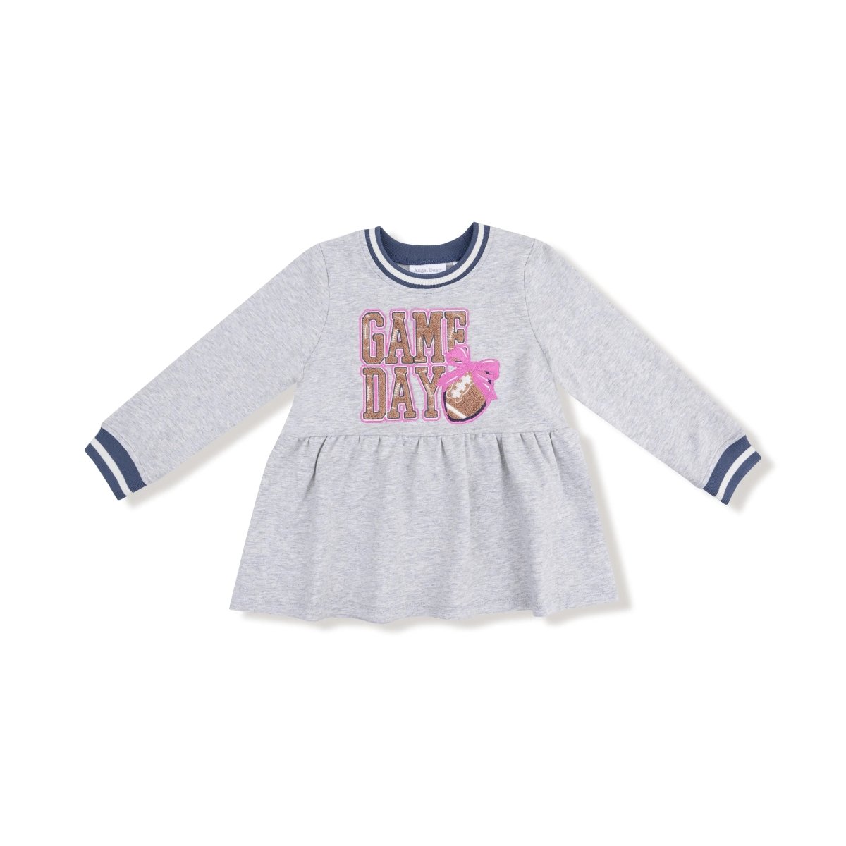 Angel Dear French Terry Dress With Game Day Patch Chenille Applique - Everetts Place Boutique - 