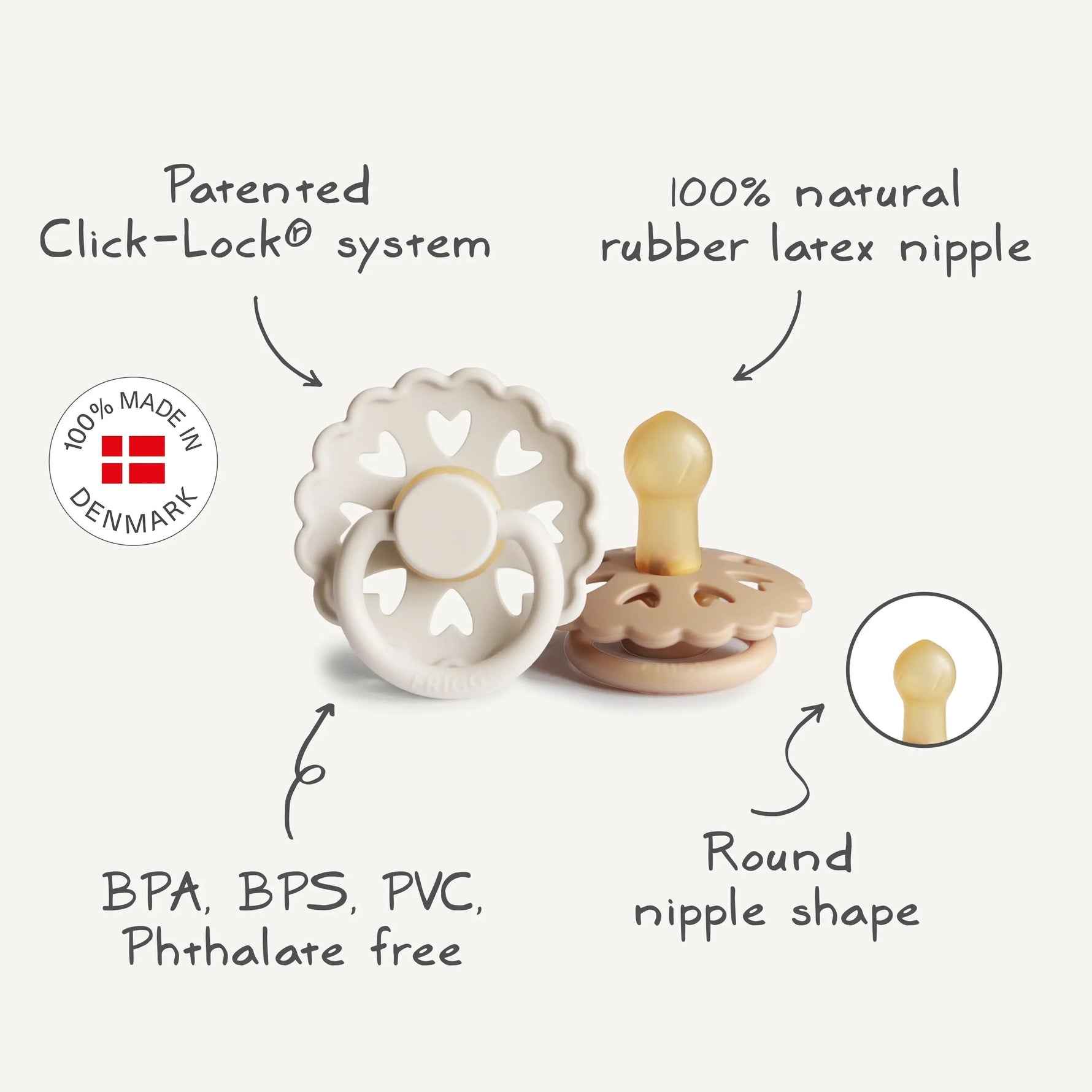 Mushie FRIGG Andersen Fairytale Natural Rubber Pacifier 2 - Pack - 
