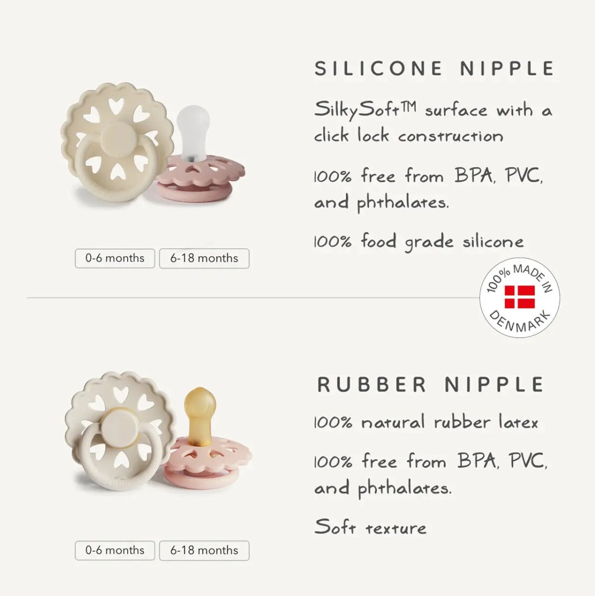 Mushie Frigg Andersen Fairytale Natural Rubber Pacifier 2 Pack - 