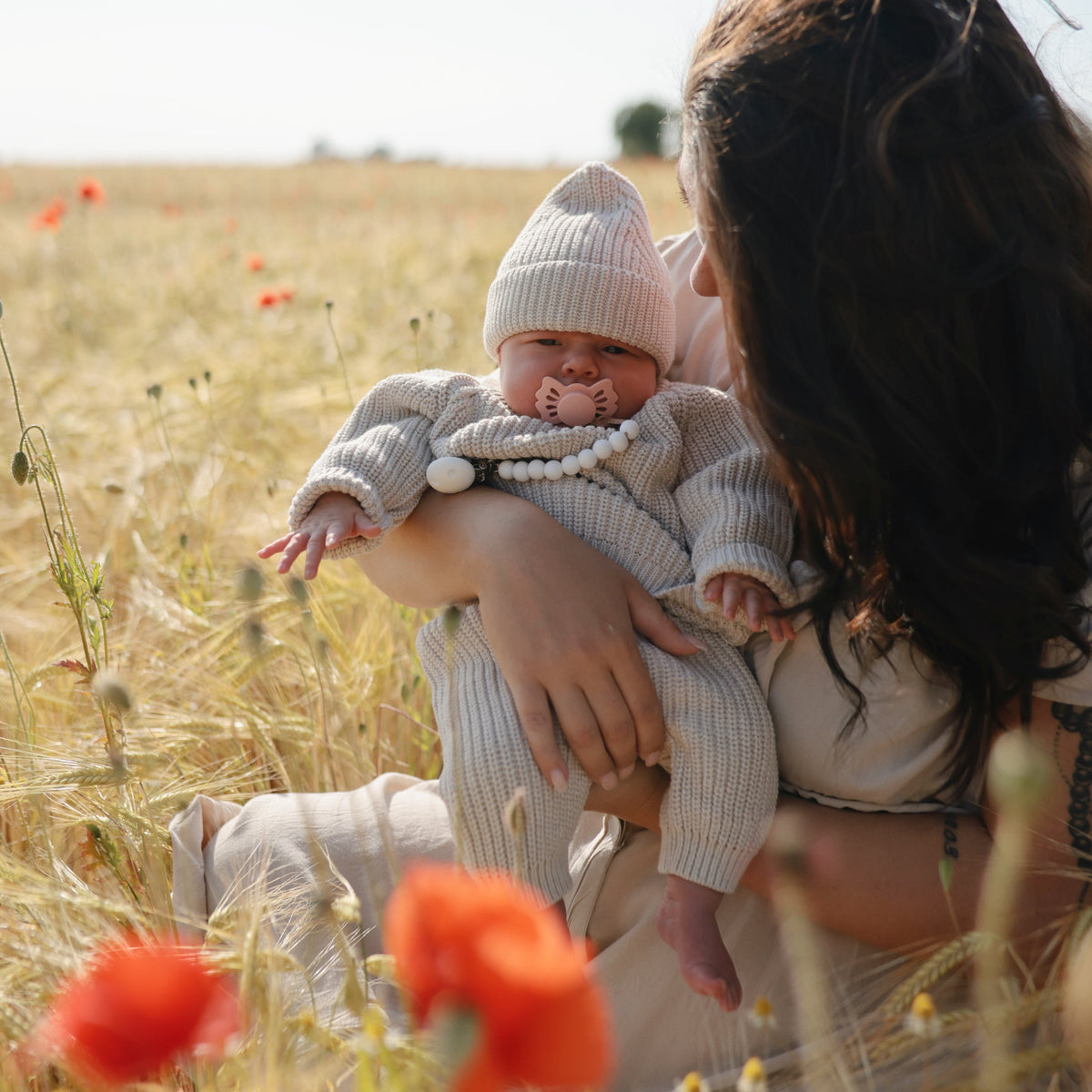 Mushie FRIGG Baby's First Pacifier Floral Heart (Blush) 4 - Pack - 