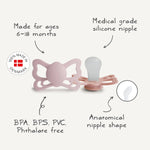 Mushie FRIGG Butterfly Anatomical Silicone Pacifier 2 - Pack (6 - 18 Months) - 