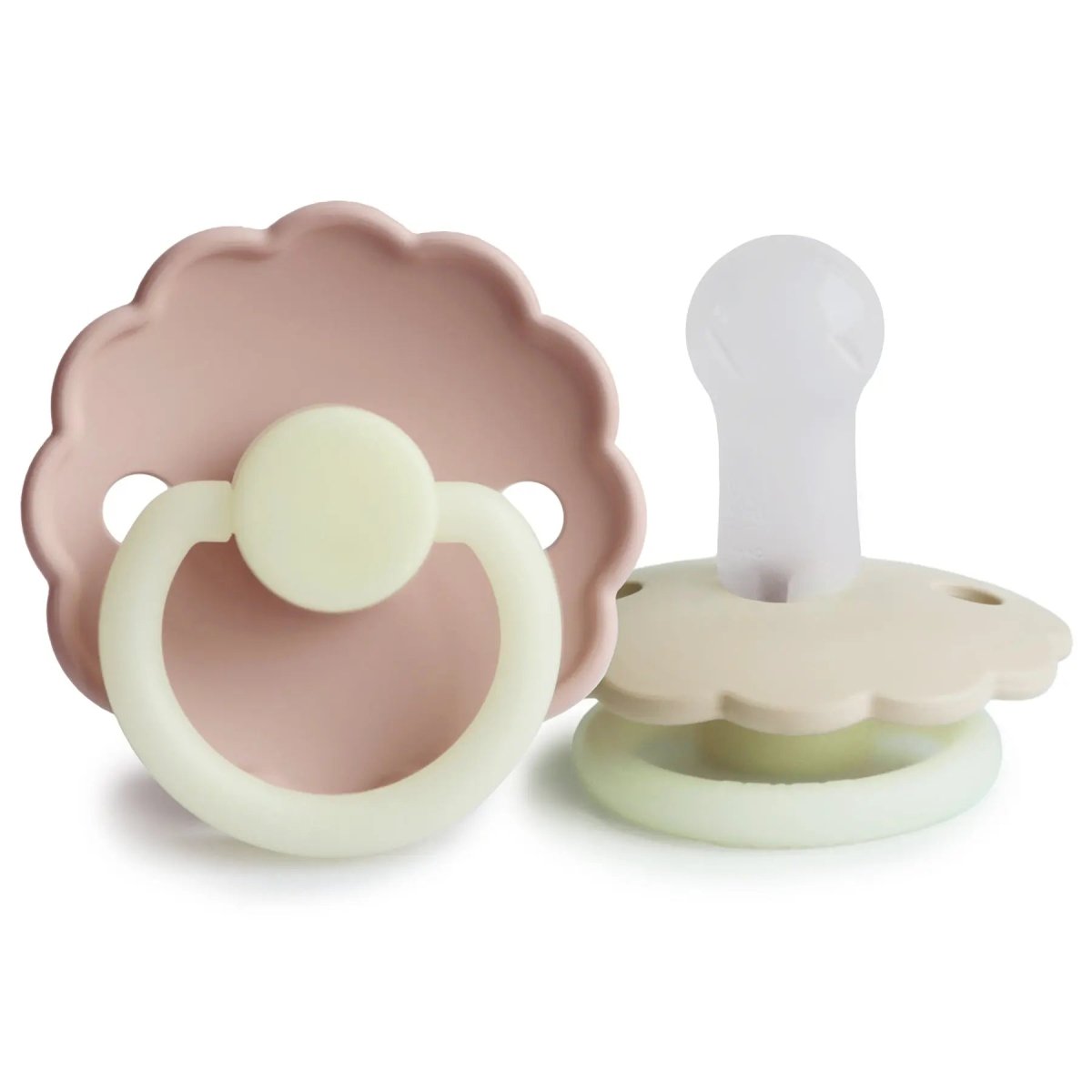 Mushie Frigg Daisy Night Silicone Pacifier 2 Pack with SilkySoft Nipple and Glow in Dark Design - Everetts Place Boutique - 