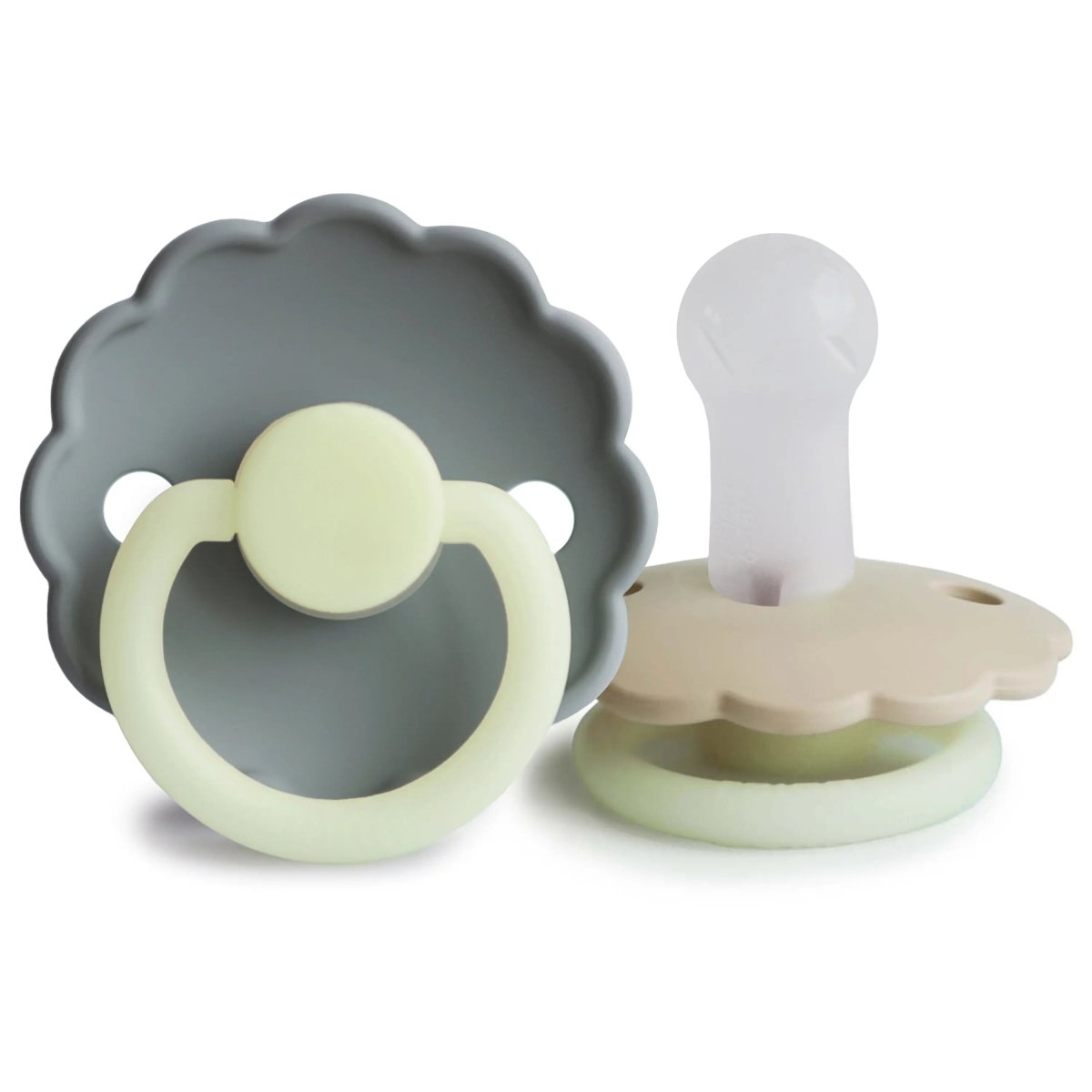 Mushie Frigg Daisy Night Silicone Pacifier 2 Pack with SilkySoft Nipple and Glow in Dark Design - Everetts Place Boutique - 