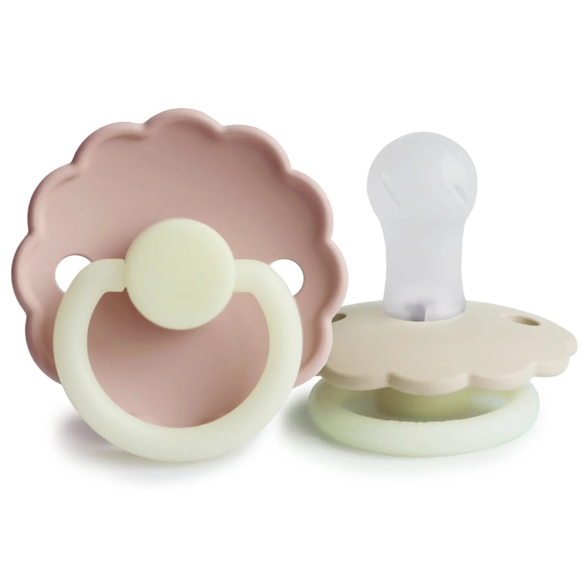 Mushie Frigg Daisy Night Silicone Pacifier 2 Pack with SilkySoft Nipple and Glow in Dark Design - Everetts Place Boutique - 