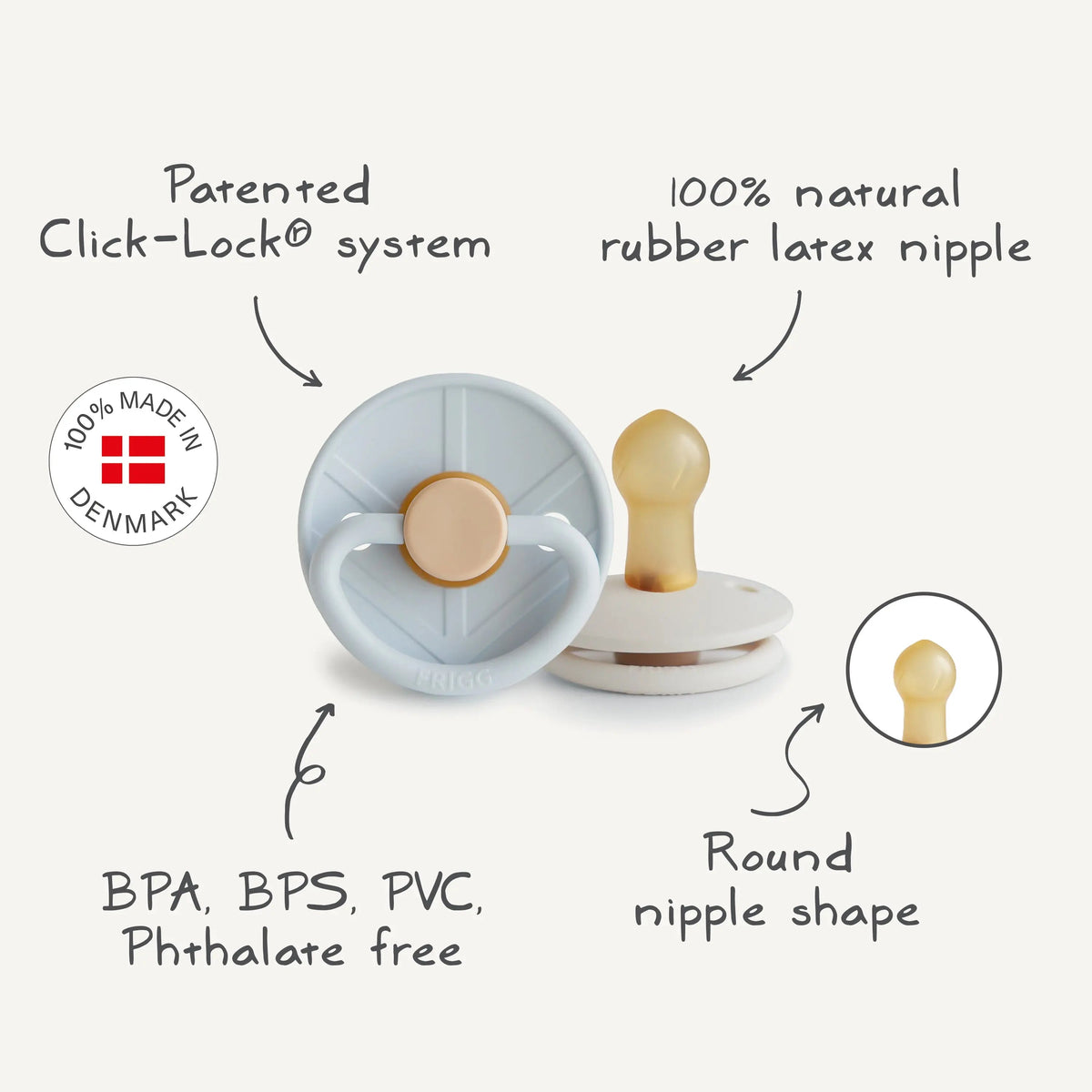 Mushie FRIGG Little Viking Natural Rubber Pacifier 2 - Pack - 