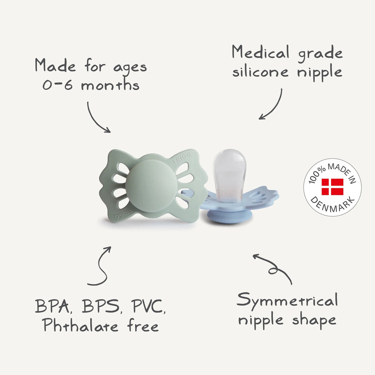 Mushie FRIGG Lucky Symmetrical Silicone Pacifier 2 - Pack (0 - 6 Months) - 