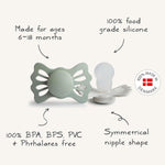 Mushie Frigg Lucky Symmetrical Silicone Pacifier 2 Pack for 6 to 18 Months - 