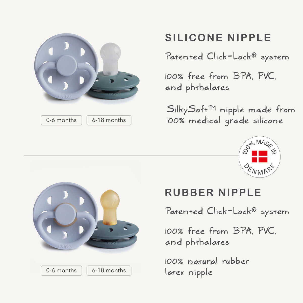 Mushie FRIGG Moon Silicone Pacifier 2 - Pack