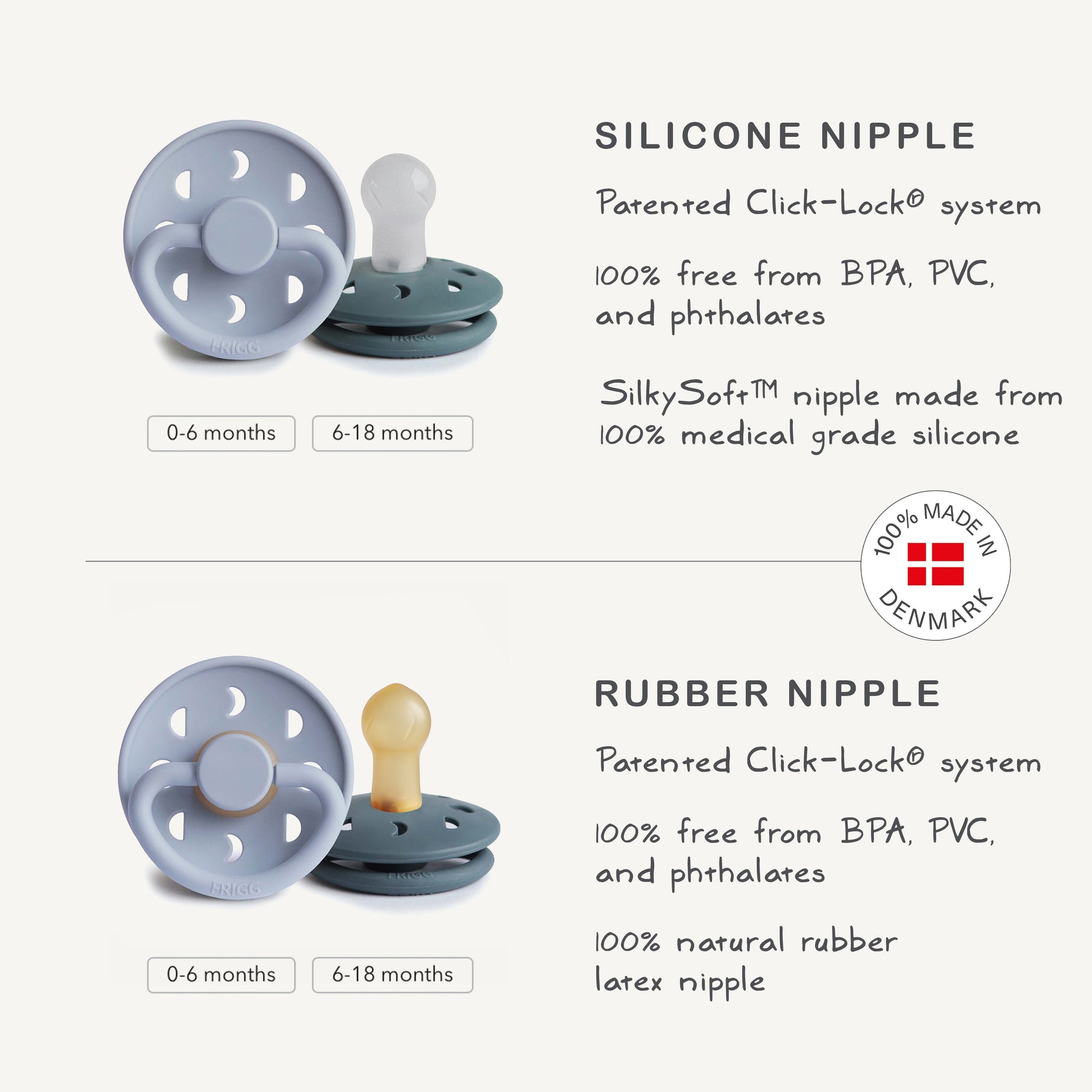 Mushie FRIGG Moon Silicone Pacifier 2 - Pack