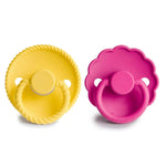 Mushie FRIGG Rope Daisy Silicone Pacifier Sunflower Fuchsia 2 Pack 6 to 18 Months - Everetts Place Boutique - 