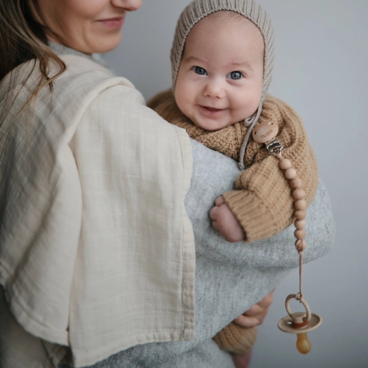 Mushie Frigg Rope Silicone Pacifier 2 Pack with SilkySoft Nipple and Click Lock System - 