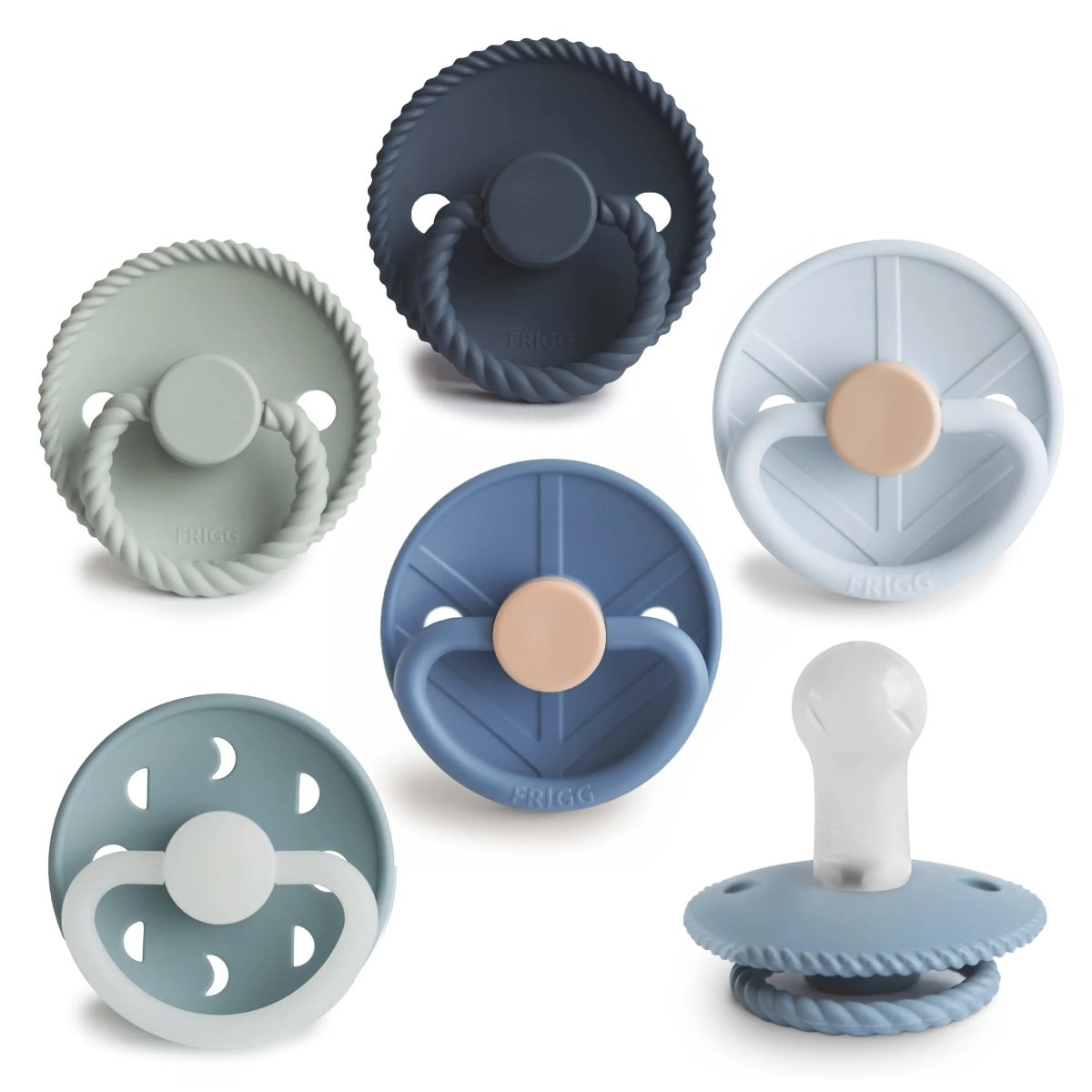 Mushie Frigg Silicone Pacifier 6 Pack for Baby Comfort and Safety - 