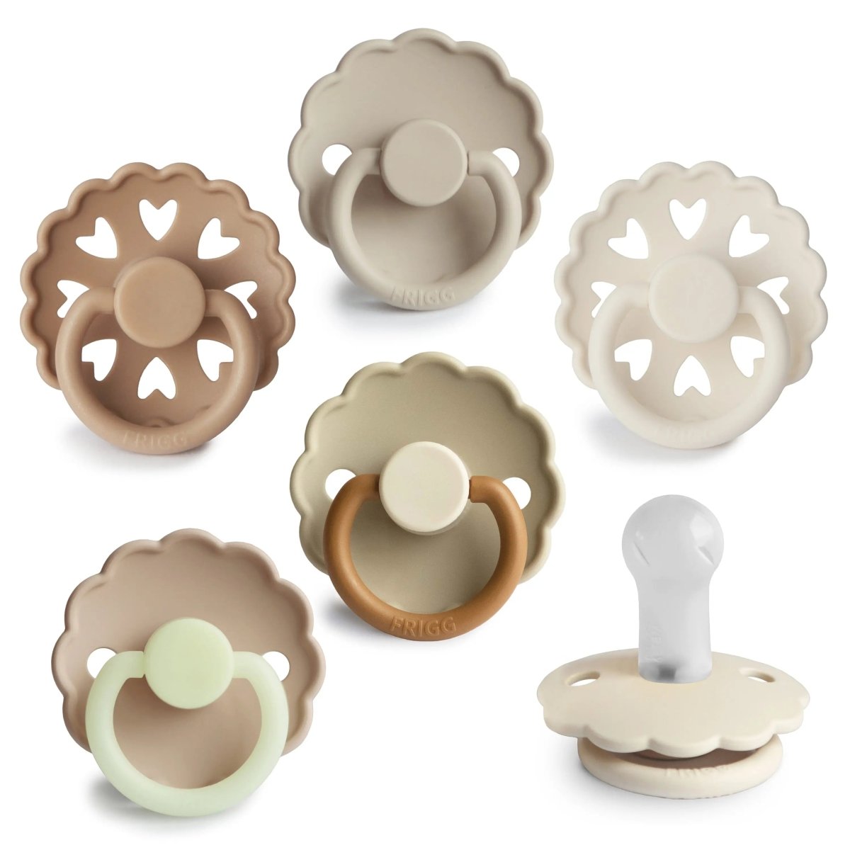 Mushie Frigg Silicone Pacifier 6 Pack for Baby Comfort and Safety - 