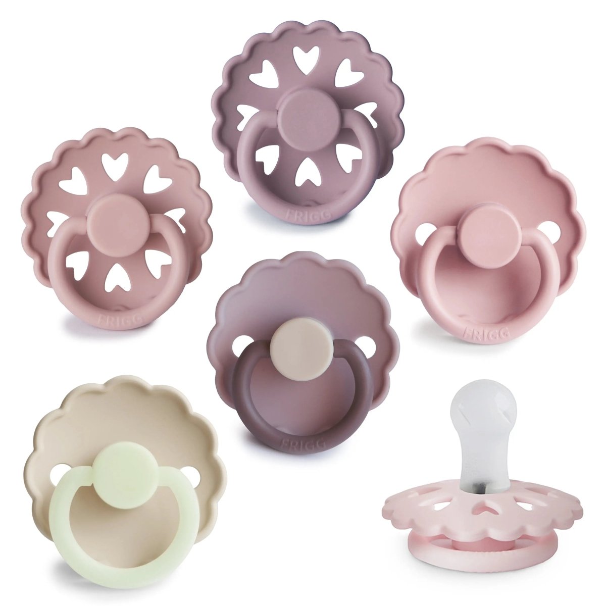 Mushie Frigg Silicone Pacifier 6 Pack for Baby Comfort and Safety - 
