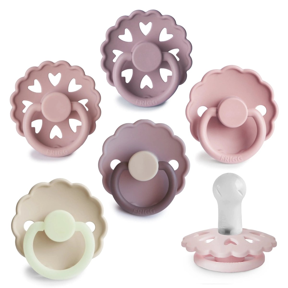 Mushie Frigg Silicone Pacifier 6 Pack for Baby Comfort and Safety - 