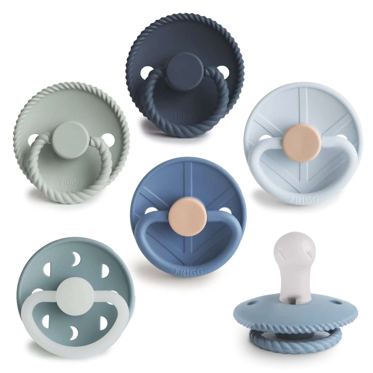 Mushie Frigg Silicone Pacifier 6 Pack for Baby Comfort and Safety - 